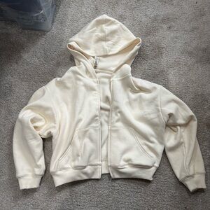 Skims Cream Hooded Zip-Up Sweatshirt